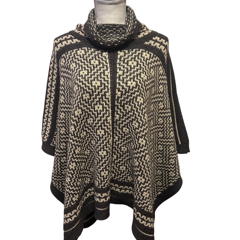 Lauren Ralph Lauren Women's Geometric Print Cowl Neck Poncho Sweater L / XL‎